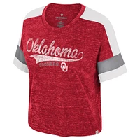 Women's Colosseum Crimson Oklahoma Sooners Color Block Scoop Neck T-Shirt