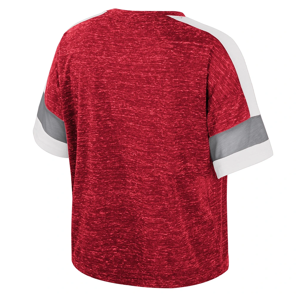Women's Colosseum Crimson Oklahoma Sooners Color Block Scoop Neck T-Shirt