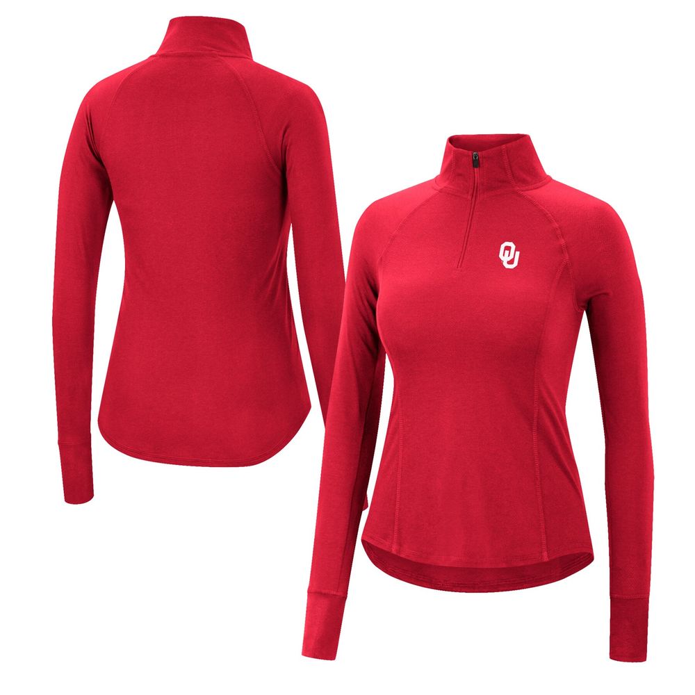 Women's Colosseum Crimson Oklahoma Sooners Core Quinn Raglan Quarter-Zip Top