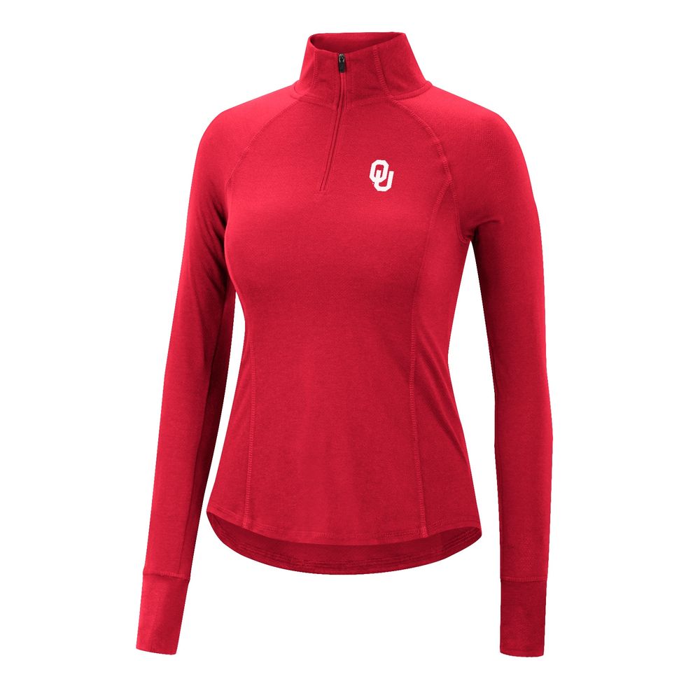 Women's Colosseum Crimson Oklahoma Sooners Core Quinn Raglan Quarter-Zip Top