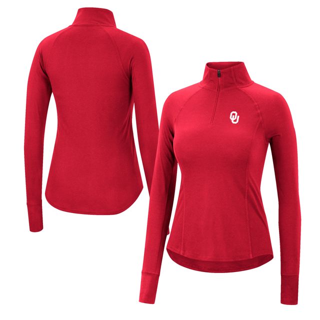 Colosseum Crimson Oklahoma Sooners Core Quinn Raglan Quarter-Zip Top pour femmes