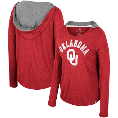 Colosseum Crimson Oklahoma Sooners T-shirt à capuche manches longues pour femme