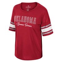 Women's Colosseum Crimson Oklahoma Sooners I'm Gliding Here Rhinestone T-Shirt