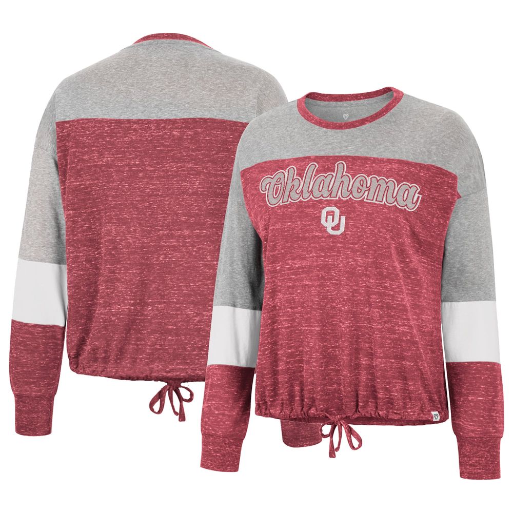 Women's Colosseum Crimson Oklahoma Sooners Joanna Tie Front Long Sleeve T-Shirt