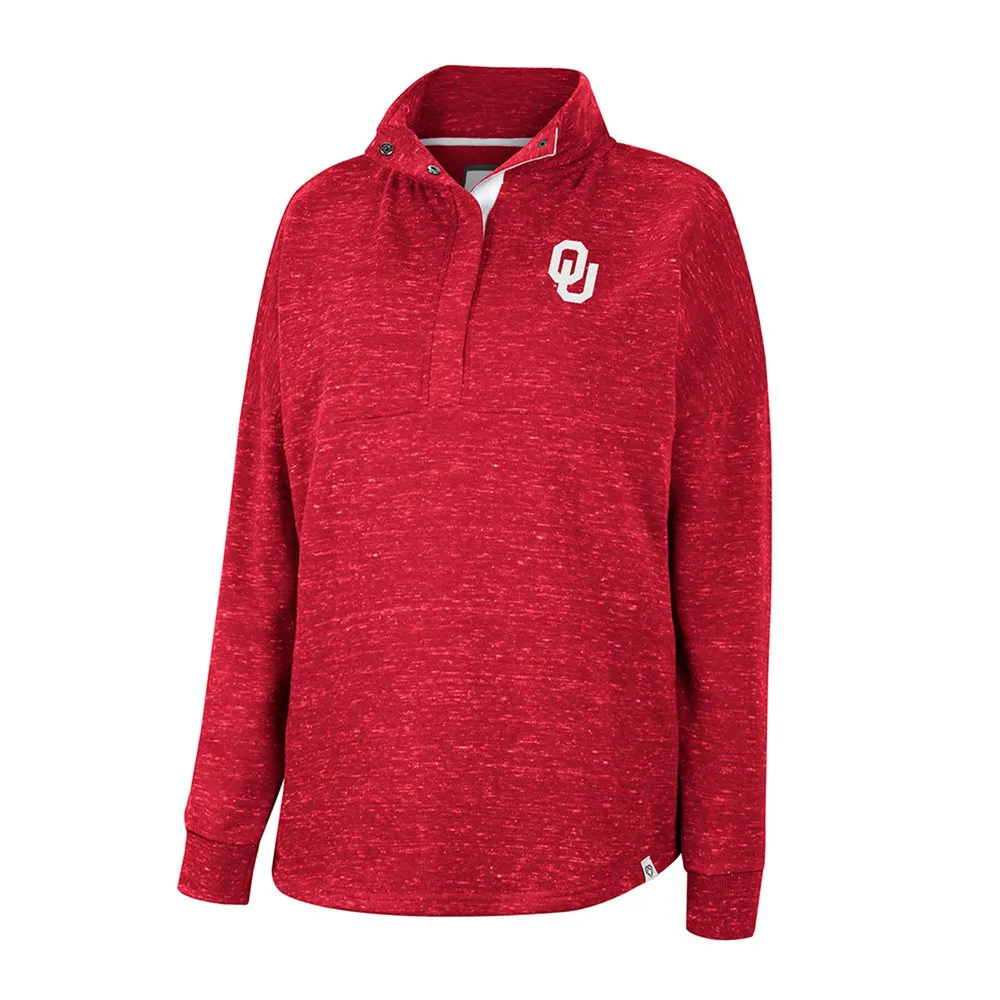 Women's Colosseum Crimson Oklahoma Sooners Natalie Speckled Quarter-Snap Top