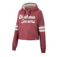 Women's Colosseum Crimson Oklahoma Sooners Retro Cropped Pullover Hoodie