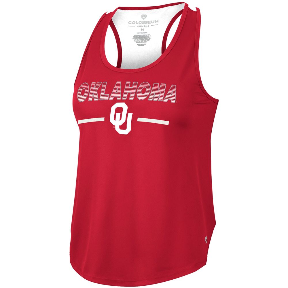 Women's Colosseum Crimson Oklahoma Sooners Sachs 2-Hit Scoop Neck Racerback Tank Top