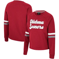 Women's Colosseum Crimson Oklahoma Sooners Talent Competition Raglan Pullover Sweatshirt