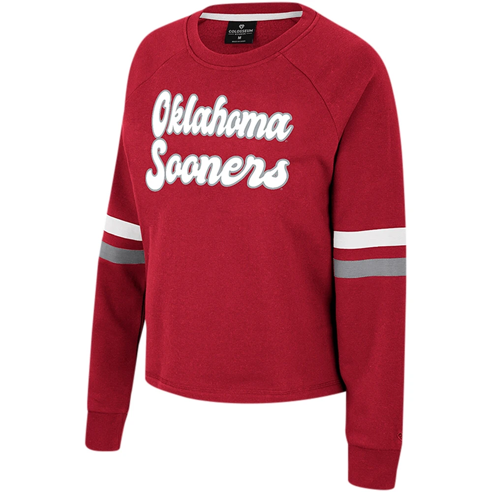 Sweat-shirt Colosseum Crimson Oklahoma Sooners Talent Competition Raglan pour femmes