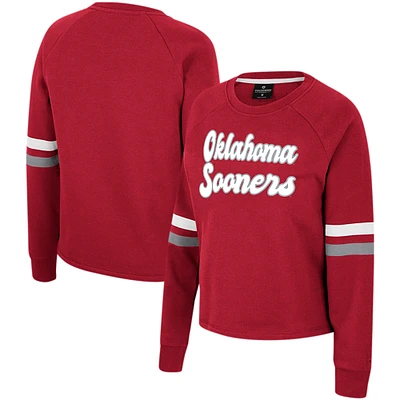 Sweat-shirt Colosseum Crimson Oklahoma Sooners Talent Competition Raglan pour femmes