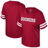 T-shirt surdimensionné à sequins pour femme Colosseum Crimson Oklahoma Sooners Treasure