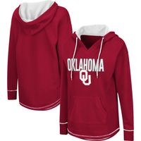 Women's Colosseum Crimson Oklahoma Sooners Tunic Pullover V-Neck Hoodie