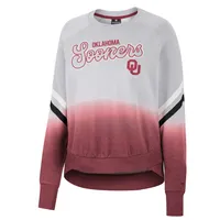 Women's Colosseum Gray Oklahoma Sooners Cue Cards Dip-Dye Raglan Pullover Sweatshirt