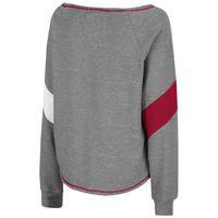 Women's Colosseum Heather Gray Oklahoma Sooners Amped Chevron Stripe Raglan Boat Neck Pullover Sweatshirt