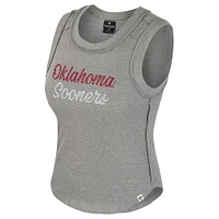 Débardeur côtelé tri-blend gris chiné Colosseum pour femme, Oklahoma Sooners Beach You