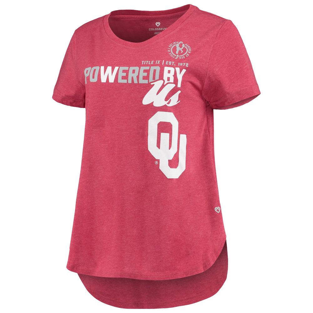 Women's Colosseum Heathered Crimson Oklahoma Sooners PoWered By Title IX T-Shirt