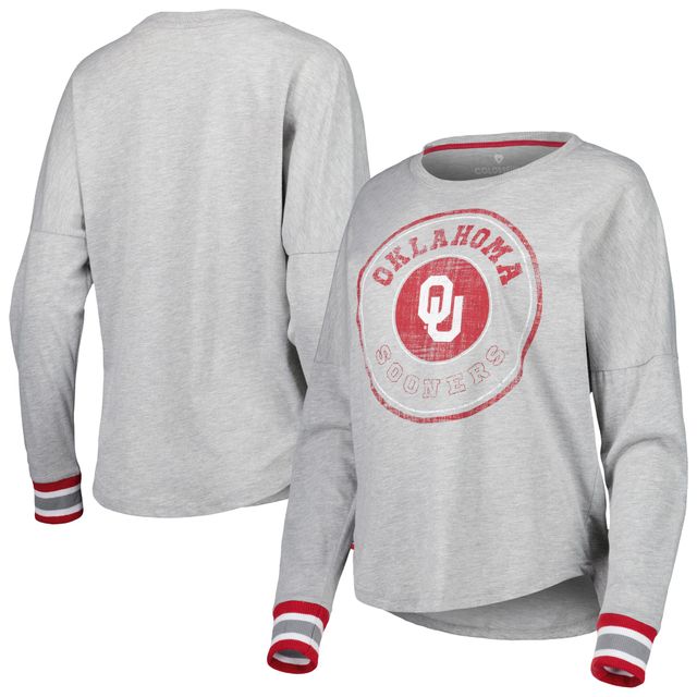 T-shirt à manches longues Colosseum gris chiné Oklahoma Sooners Andy pour femme