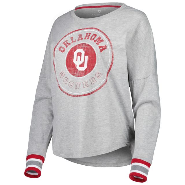 T-shirt à manches longues Colosseum gris chiné Oklahoma Sooners Andy pour femme