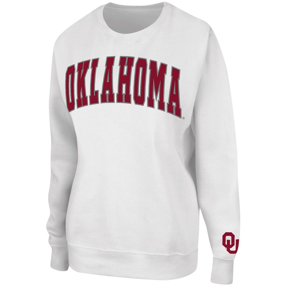 Women's Colosseum White Oklahoma Sooners Campanile Pullover Sweatshirt