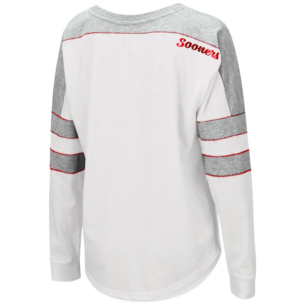 Women's Colosseum White Oklahoma Sooners Trey Dolman Long Sleeve T-Shirt