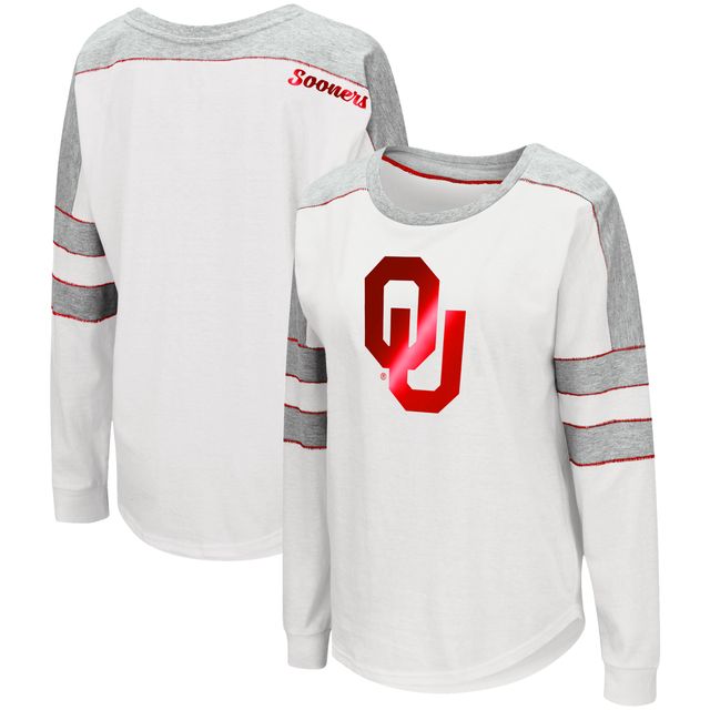 T-shirt à manches longues Colosseum Oklahoma Sooners Trey Dolman pour femme, blanc