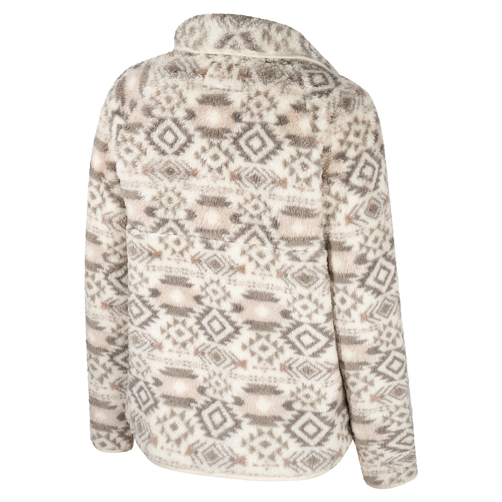 Women's Colosseum x Wrangler Natural Oklahoma Sooners Southwest Sherpa Fleece Half-Zip Jacket