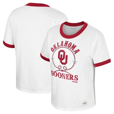 T-shirt Colosseum x Wrangler Oklahoma Sooners Freehand Ringer pour femme, blanc