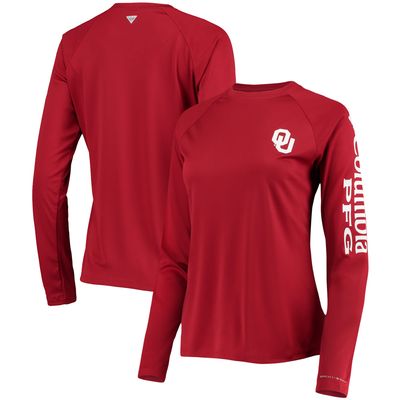 Women's Columbia Crimson Oklahoma Sooners PFG Tidal Long Sleeve T-Shirt