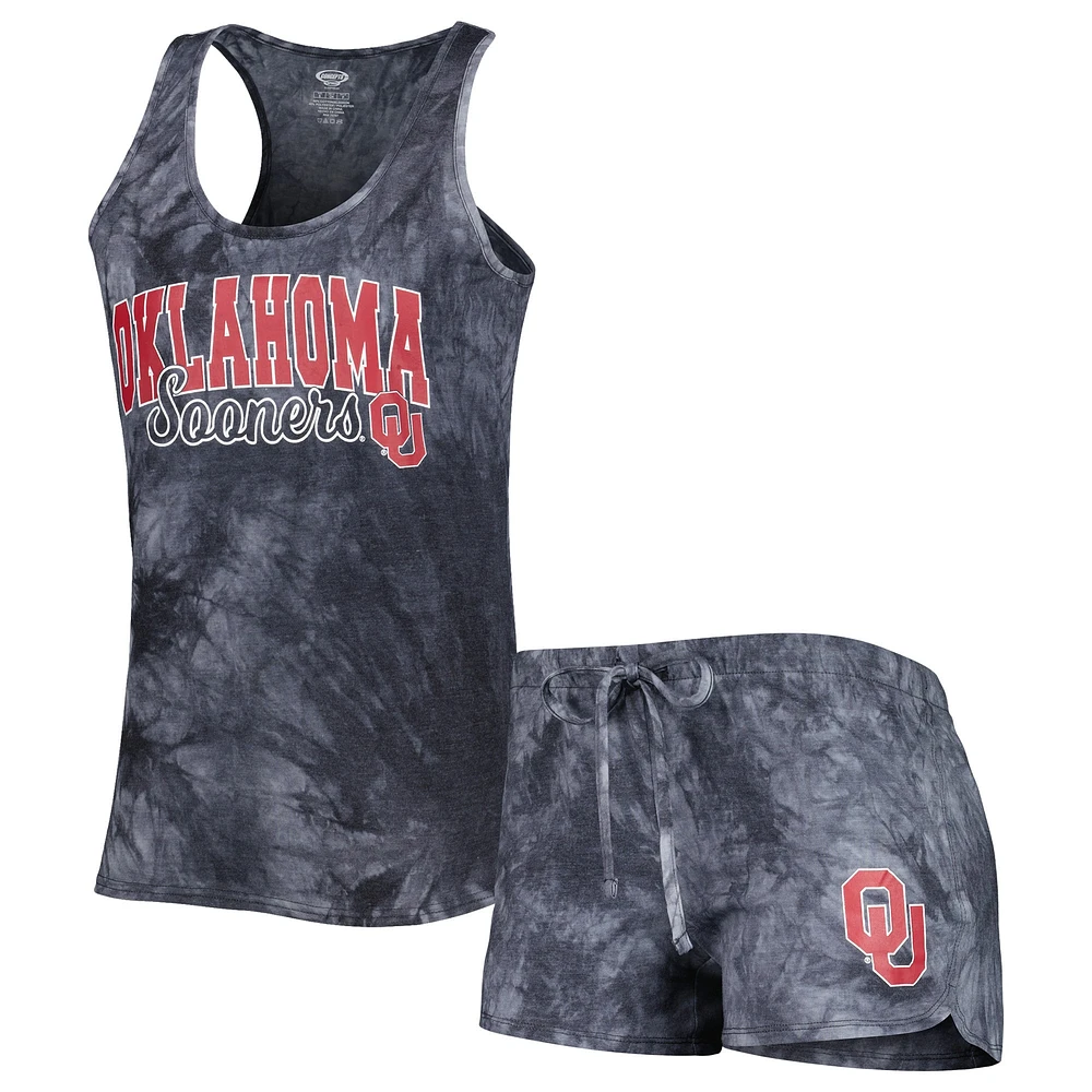 Concepts Sport Charcoal Oklahoma Sooners Billboard Tie-Dye Débardeur et short pour femme