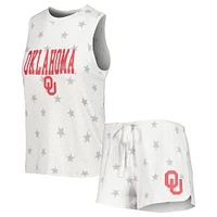 Women's Concepts Sport Cream Oklahoma Sooners Agenda Stars Tank Top and Shorts Sleep Set