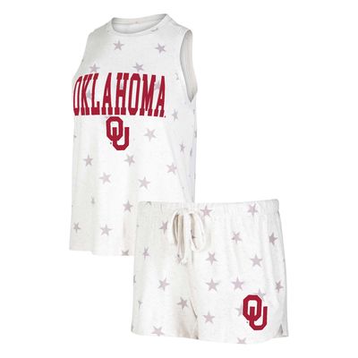 Women's Concepts Sport Cream Oklahoma Sooners Agenda Stars Tank Top and Shorts Sleep Set