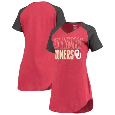 Oklahoma Sooners Concepts Sport Women's Raglan V-Neck Nightshirt - Crimson/Charcoal