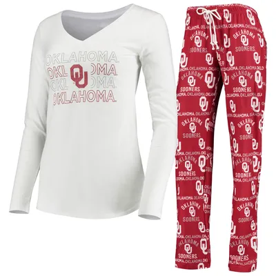 Oklahoma Sooners Concepts Sport Women's Crimson/White Flagship Long Sleeve T-Shirt & Pants Sleep Set