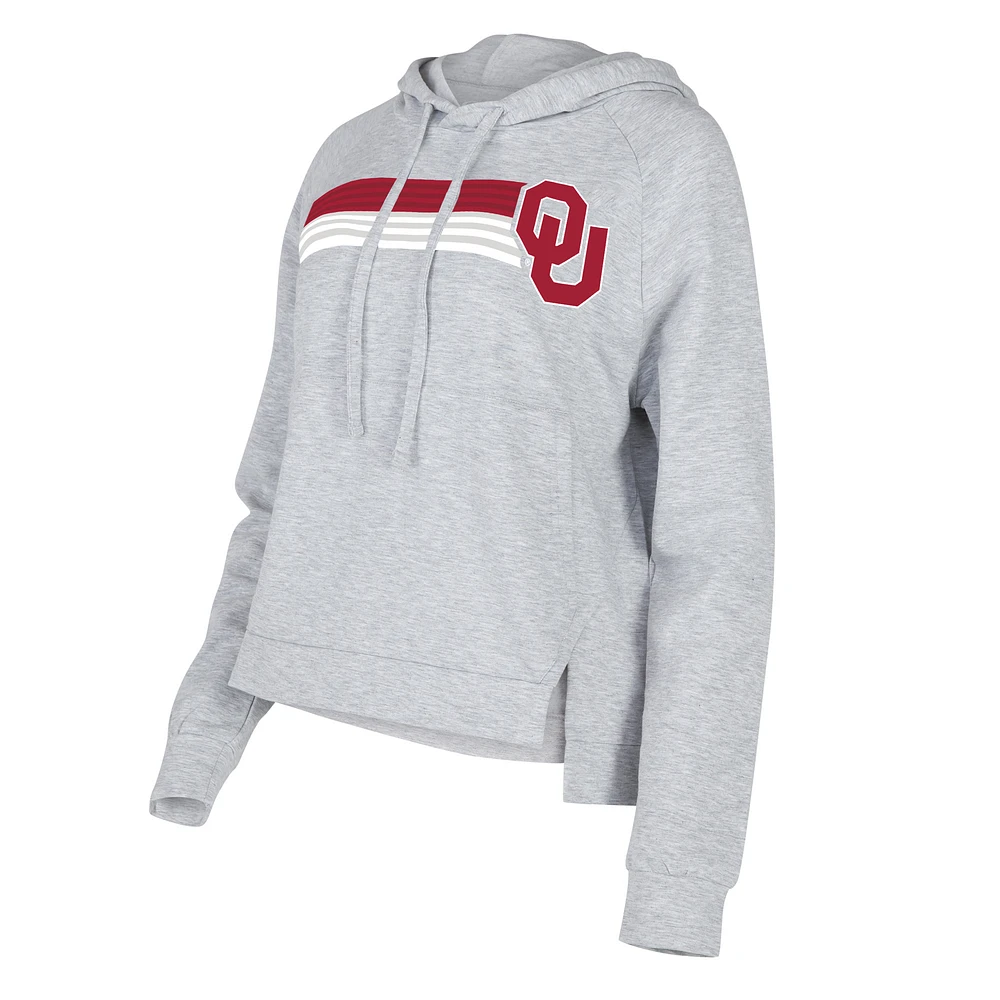 Women's Concepts Sport Gray Oklahoma Sooners Cedar Tri-Blend Raglan Pullover Hoodie