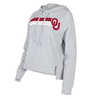 Women's Concepts Sport Gray Oklahoma Sooners Cedar Tri-Blend Raglan Pullover Hoodie