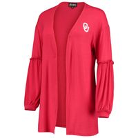 Women's Crimson Oklahoma Sooners Offset Bubble Sleeve Cardigan