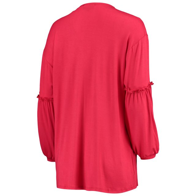 Cardigan cramoisi Oklahoma Sooners à manches boules décalées pour femme