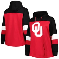 Women's Crimson Oklahoma Sooners Plus Color-Block Pullover Hoodie