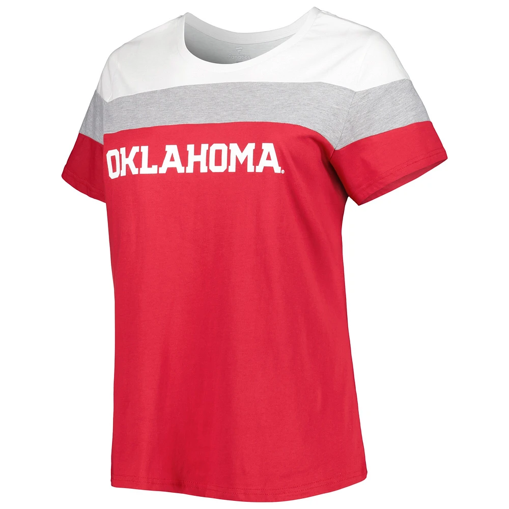 T-shirt fendu taille plus Oklahoma Sooners cramoisi pour femme