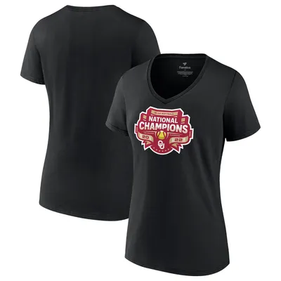 Oklahoma Sooners Fanatics Branded Women's 2022 NCAA Softball College World Series Champions Strike V-Neck T-Shirt - Black