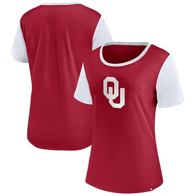 T-shirt Carver Fanatics Crimson Oklahoma Sooners pour femmes