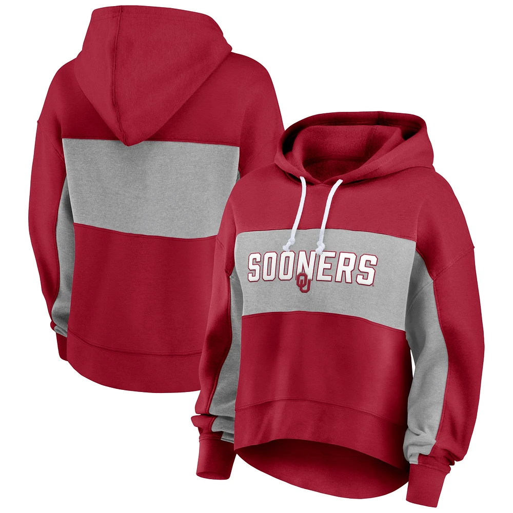 Women's Fanatics Crimson Oklahoma Sooners Filled Stat Sheet Pullover Hoodie