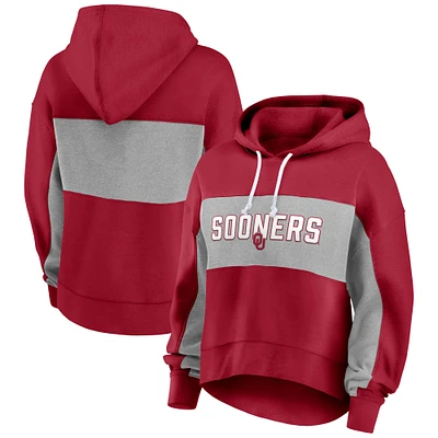 Women's Fanatics Crimson Oklahoma Sooners Filled Stat Sheet Pullover Hoodie