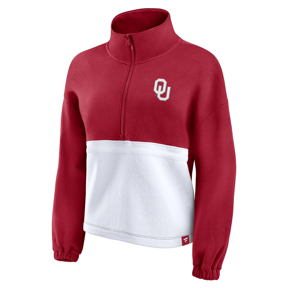 Veste polaire à demi-zip Fanatics Crimson Oklahoma Sooners pour femmes