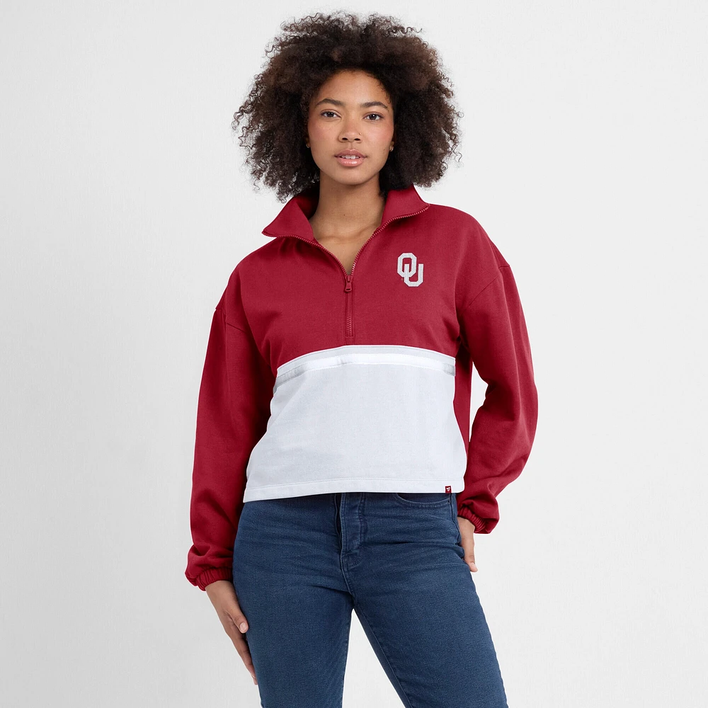 Women's Fanatics Crimson Oklahoma Sooners Fleece Half-Zip Jacket