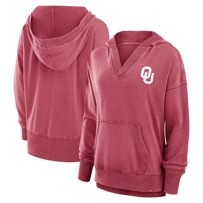 Sweat à capuche col en V molleton français Snow Wash de Crimson Oklahoma Sooners Initiative pour femmes Fanatics