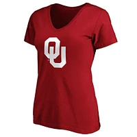Women's Fanatics Crimson Oklahoma Sooners Official Logo V-Neck T-Shirt