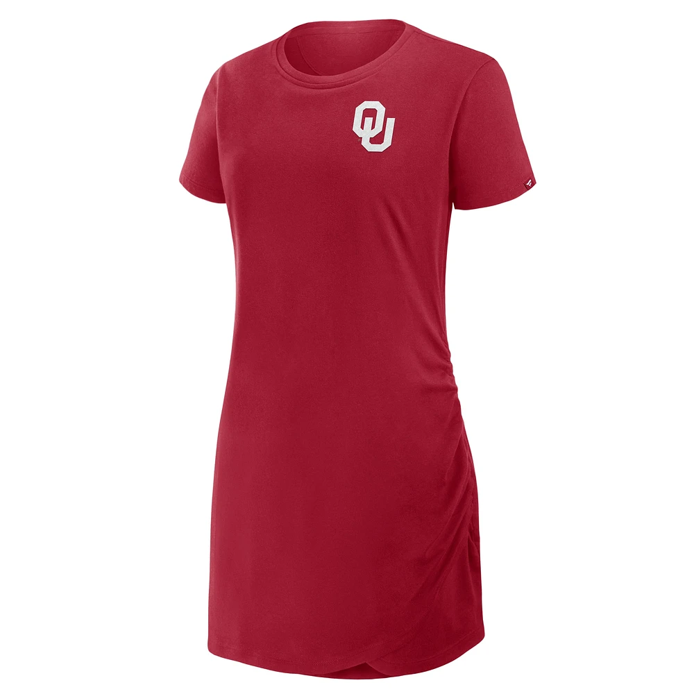 Women's Fanatics Crimson Oklahoma Sooners Ruched Drape T-Shirt Dress