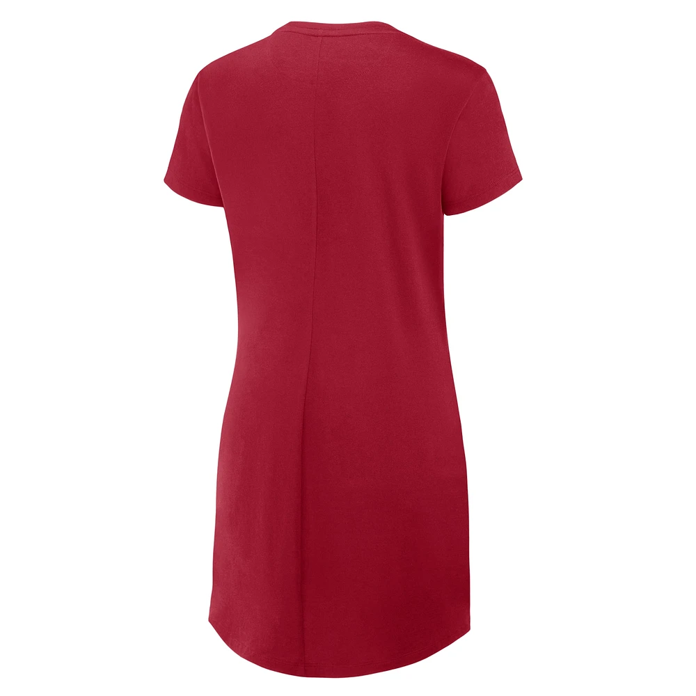 Women's Fanatics Crimson Oklahoma Sooners Ruched Drape T-Shirt Dress