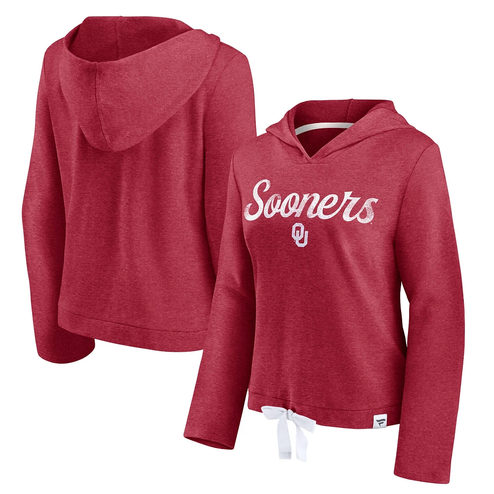 Sweat-shirt à capuche court True Classics pour femmes Fanatics Crimson Oklahoma Sooners